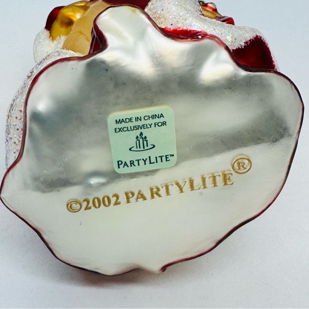Vintage 2002 PartyLite Father Christmas Santa Claus Glass Ornament 6" Tall Bear - Picture 8 of 11